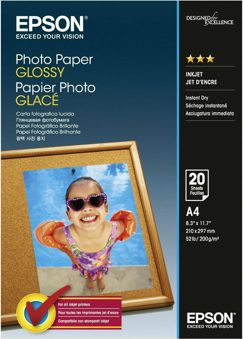 20210304145702_epson_glossy_photo_paper_a4_200gr_20_fylla_c13s042538 Epson Φωτογραφικό Χαρτί A4 (21x30) 200gr/m² για Εκτυπωτές Inkjet - Image 1