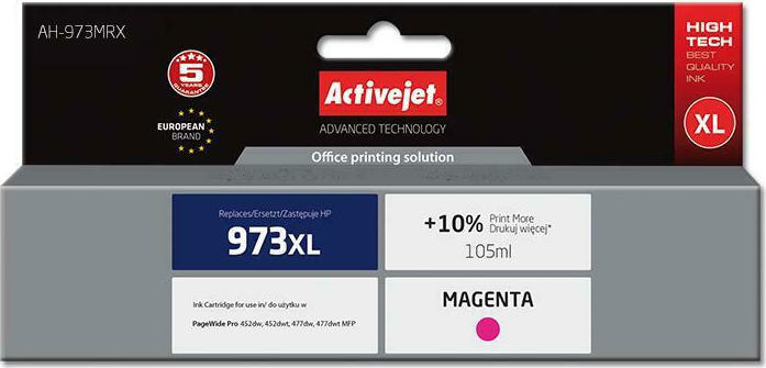 Active Jet Συμβατό Μελάνι Εκτυπωτή InkJet HP 973XL F6T82AE 7500 Σελίδων 105ml Ματζέντα