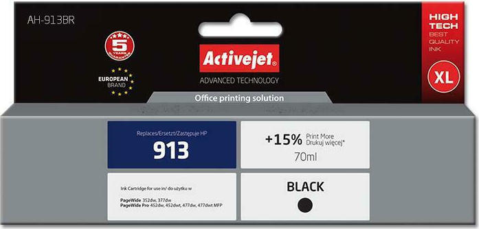 Active Jet Συμβατό Μελάνι Εκτυπωτή InkJet HP 913 L0R095AE 4000 Σελίδων 70ml Μαύρο