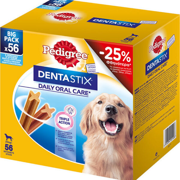 Pedigree Dentastix Oral Care Οδοντικό Stick Σκύλου για Μεγαλόσωμες Φυλές με Γεύση Κοτόπουλο 1.365gr 56τμχ