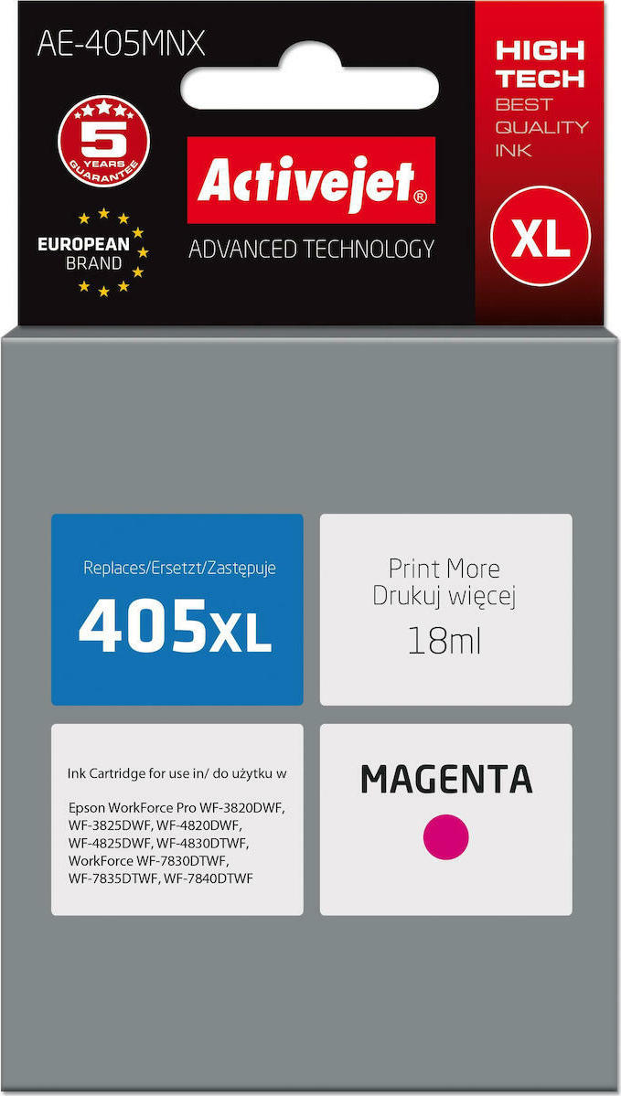 Active Jet Συμβατό Μελάνι Εκτυπωτή InkJet Epson 405XL 1100 Σελίδων 18ml Ματζέντα