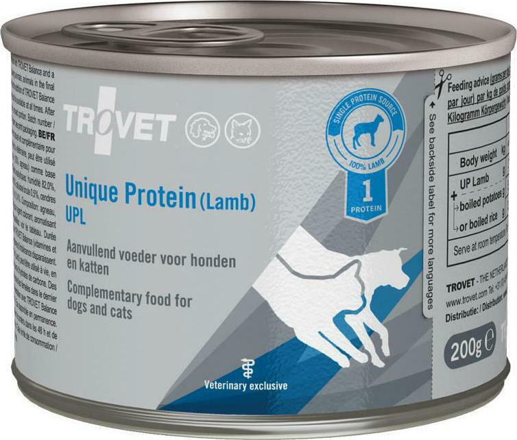 Trovet Unique Protein UPL Υγρή Τροφή για Ενήλικες Γάτες σε Κονσέρβα με Αρνί Διαίτης, χωρίς Γλουτένη 200gr