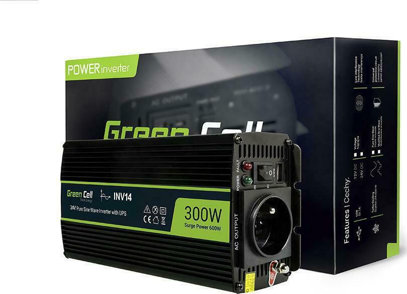 20210510174625_bcccd55d Green Cell Inverter Αυτοκινήτου Καθαρού Ημιτόνου 300W για Μετατροπή 24V DC σε 230V AC με 1xUSB - Image 2