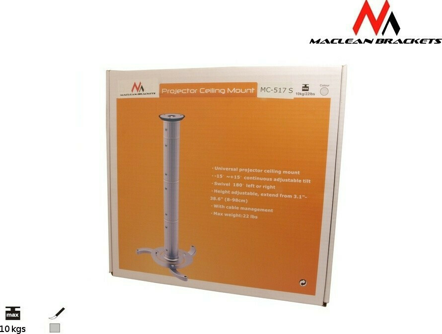 20210527104155_6b6b95ab Maclean Energy Βάση Projector Οροφής MC-517 S με Μέγιστο Φορτίο 10kg Ασημί - Image 2