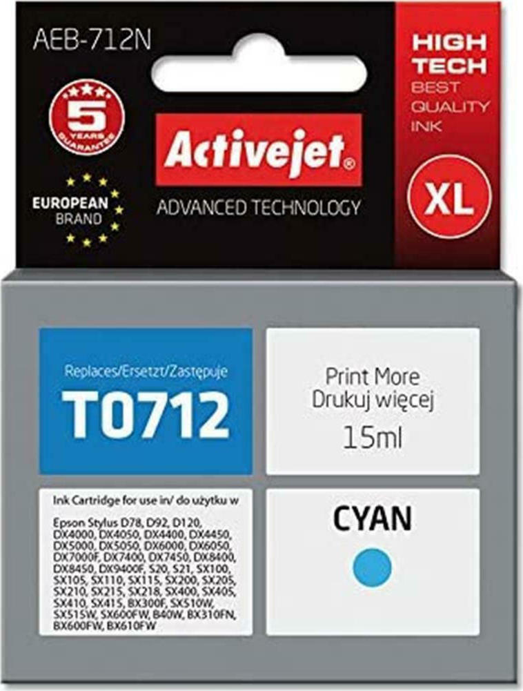 Active Jet Συμβατό Μελάνι Εκτυπωτή InkJet Epson T0712 15ml Κυανό
