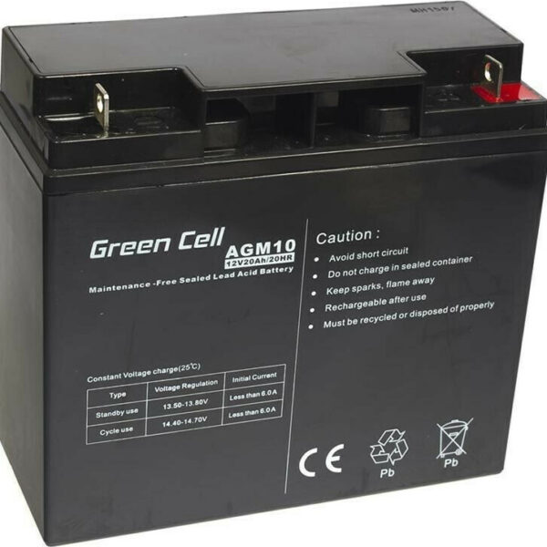 Green Cell με Χωρητικότητα 20Ah και Τάση 12V AGM10 1τμχ