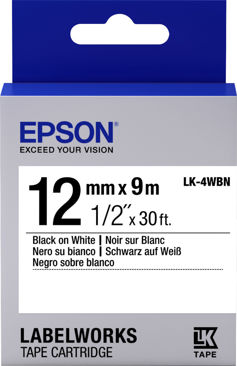 Epson LK-4WBN Ταινία Ετικετογράφου 9m x 12mm σε Μαύρο Χρώμα - Image 1