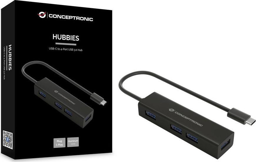 20210930143729_2eb57de3 Conceptronic USB 3.0 Hub 4 Θυρών με σύνδεση USB-C (HUBBIES07B) - Image 2