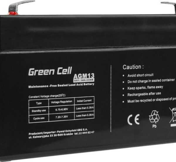 Green Cell με Χωρητικότητα 1.3Ah και Τάση 6V AGM13 1τμχ