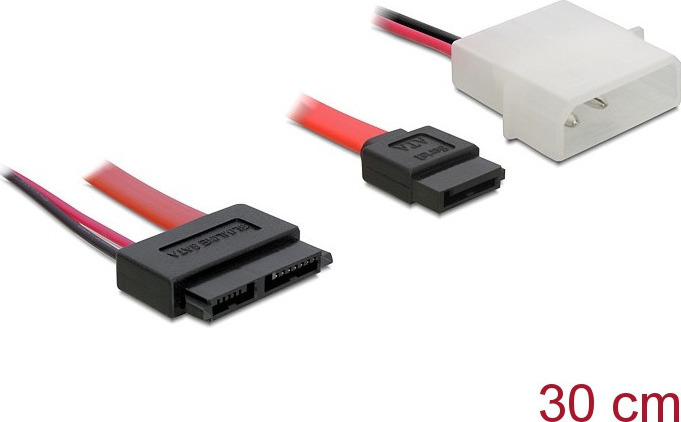 20211025165652_delock_13_pin_sata_iii_2_pin_power_7_pin_sata_iii_cable_0_3m_kokkino_84390 DeLock - Cable 0.3m Κόκκινο 84390 - Image 1