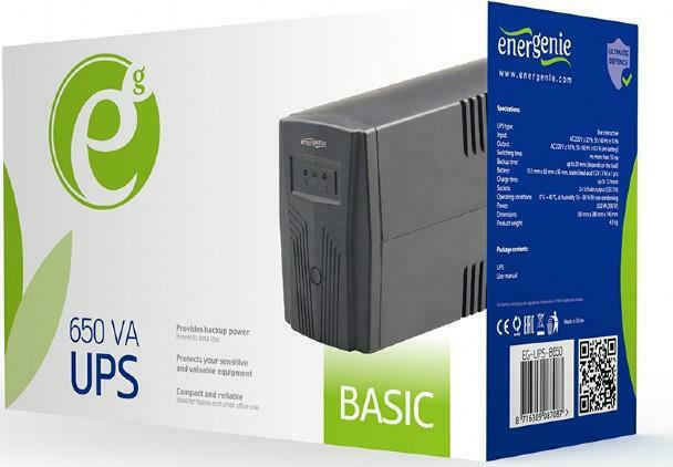 Energenie UPS-PC-652A Line-Interactive 650VA 390W με 2 IEC Πρίζες