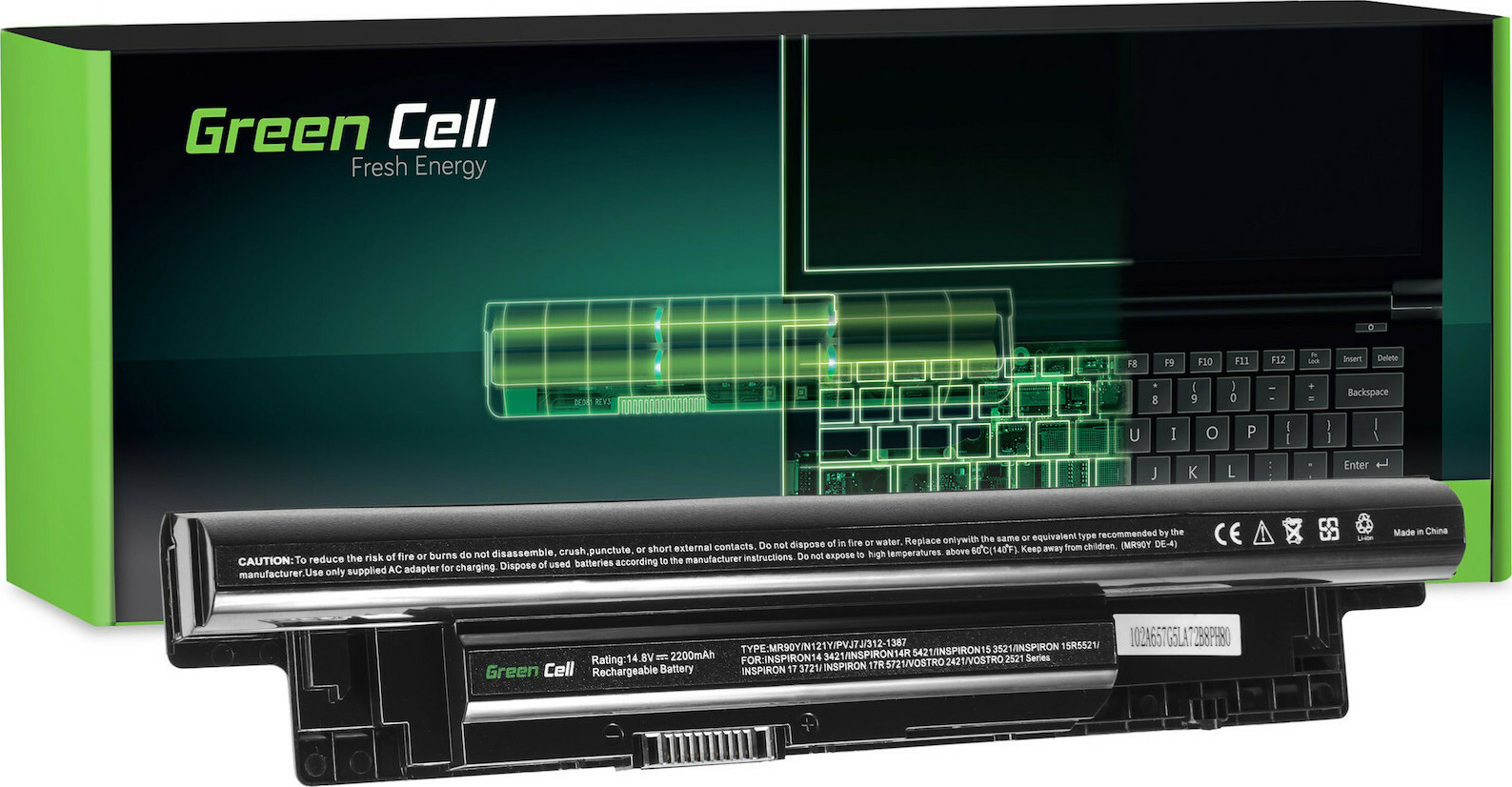 Green Cell Συμβατή Μπαταρία για Dell Inspiron 14 3000/15 3000/5521/5537 με 2200mAh