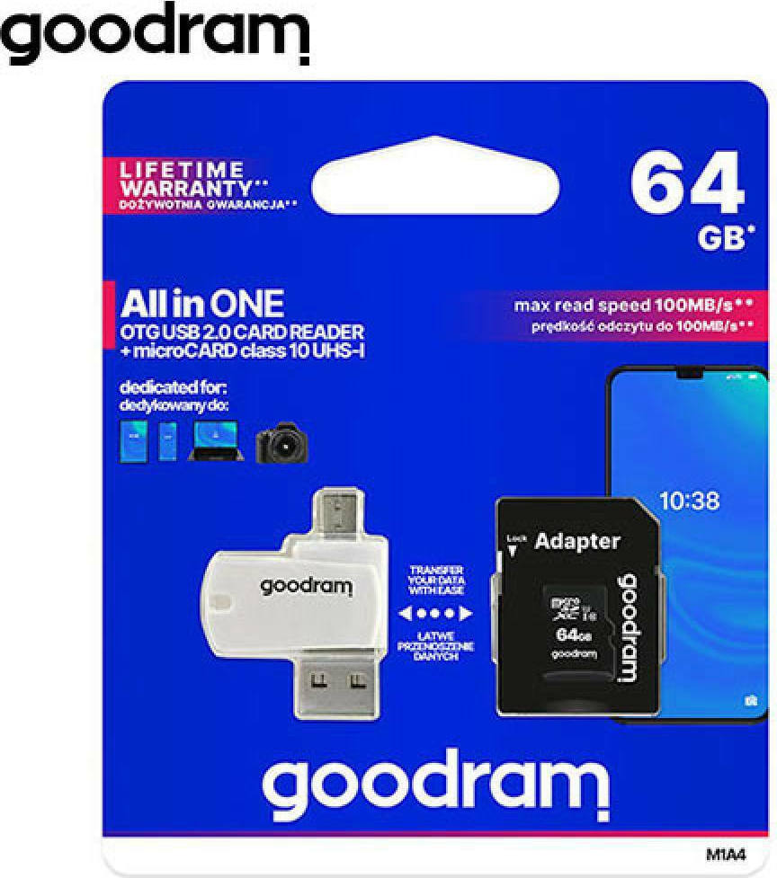 GoodRAM microSDXC 64GB Class 10 U1 UHS-I με USB Reader