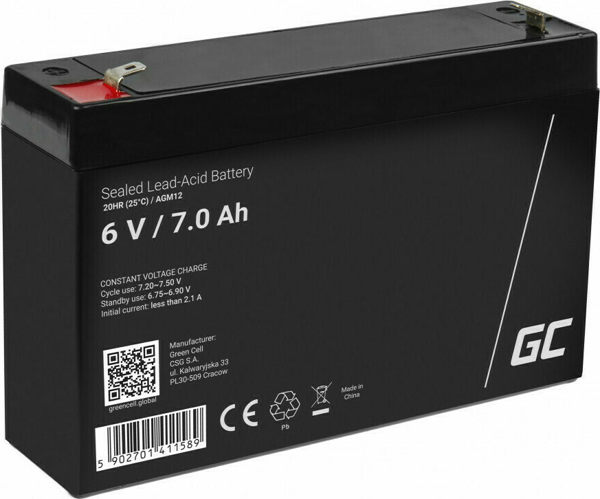 Green Cell με Χωρητικότητα 7Ah και Τάση 6V AGM12 1τμχ - Image 1