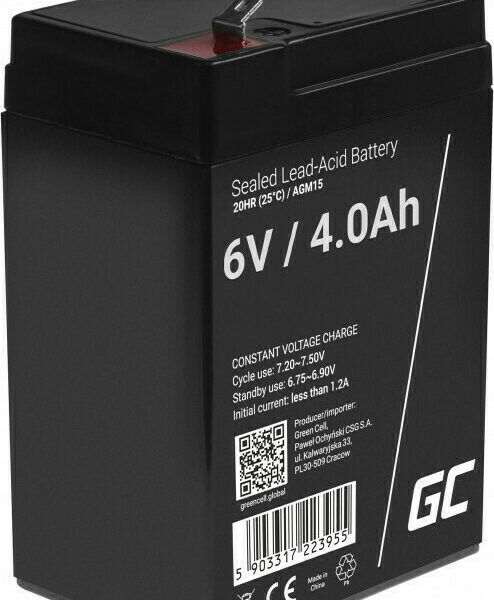 Green Cell με Χωρητικότητα 4Ah και Τάση 6V AGM15 1τμχ