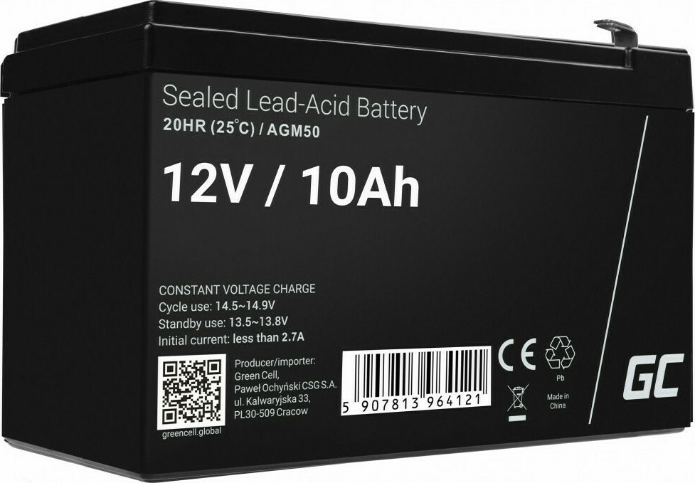 20211117112617_green_cell_mpataria_molyvdou_12v_10ah Green Cell με Χωρητικότητα 10Ah και Τάση 12V AGM50 1τμχ - Image 1