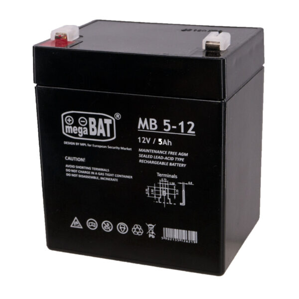 Megabat MB 5-12 με Χωρητικότητα 5Ah και Τάση 12V 1τμχ