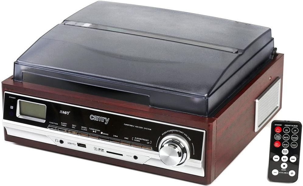20220114163729_4cb53390 Camry CR-1113 CR1113 Πικάπ Belt Drive με Προενίσχυση και Ενσωματωμένα Ηχεία Καφέ - Image 7