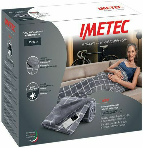 20220121155730_537b8f59 Imetec Adapto Velvet Squares 16775 Μονή Ηλεκτρική Κουβέρτα Γκρι 150W - Image 5