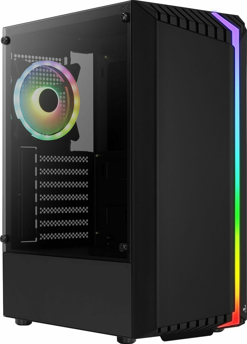 Aerocool Bionic V2 Midi Tower Κουτί Υπολογιστή με Πλαϊνό Παράθυρο και RGB Φωτισμό Μαύρο