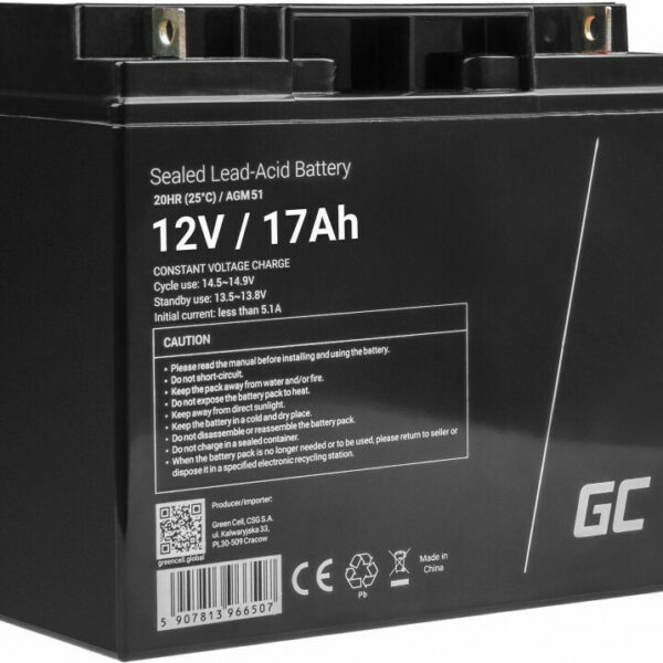 Green Cell με Χωρητικότητα 17Ah και Τάση 12V AGM51 1τμχ
