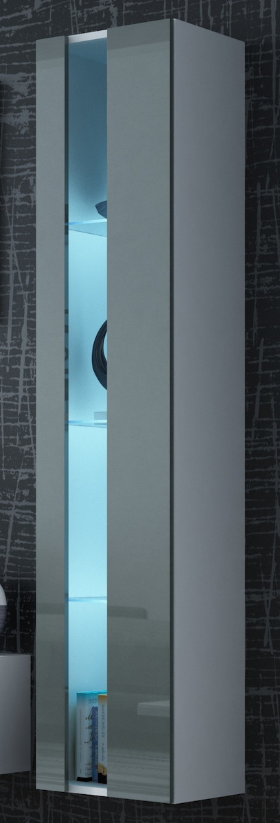 20220215102144_vigo_40x30x180cm_white_grey_gloss Vigo Κρεμαστή Βιτρίνα από Μοριοσανίδα - Image 1