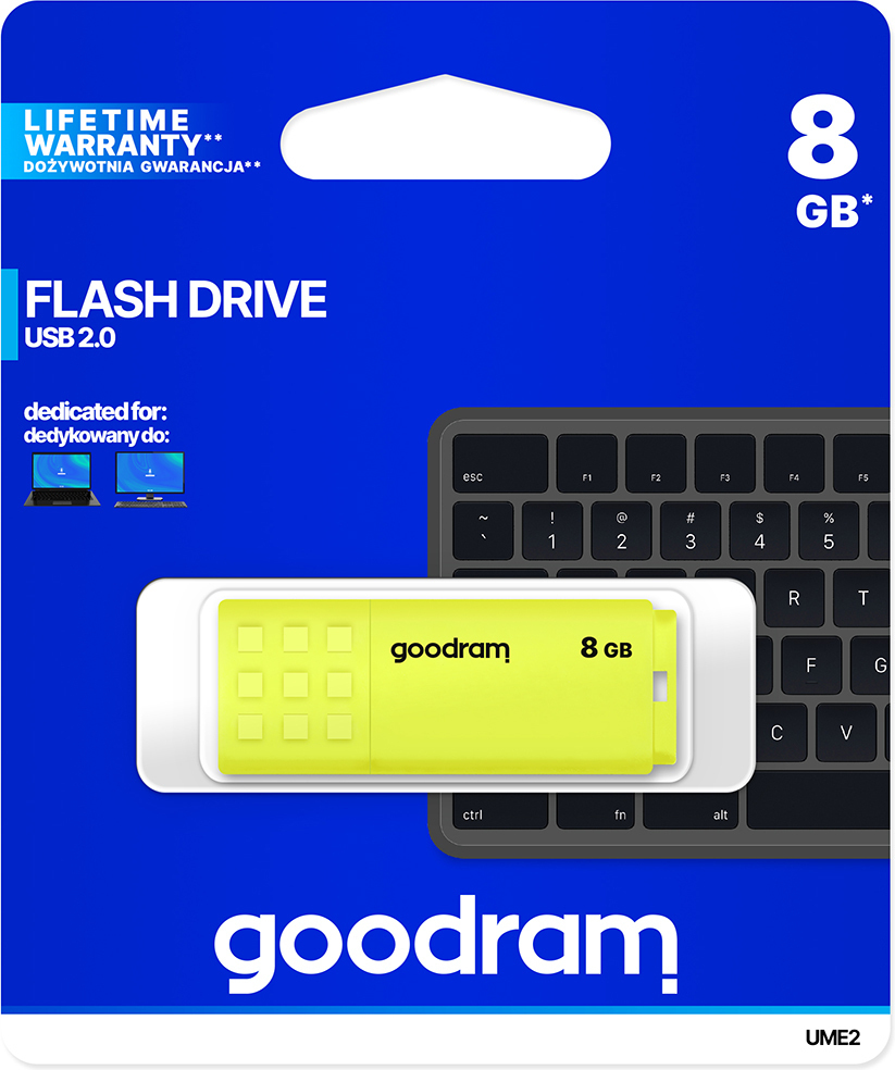 20220221155056_goodram_ume2_8gb_usb_2_0_stick_kitrino GoodRAM UME2 8GB USB 2.0 Stick Κίτρινο - Image 1