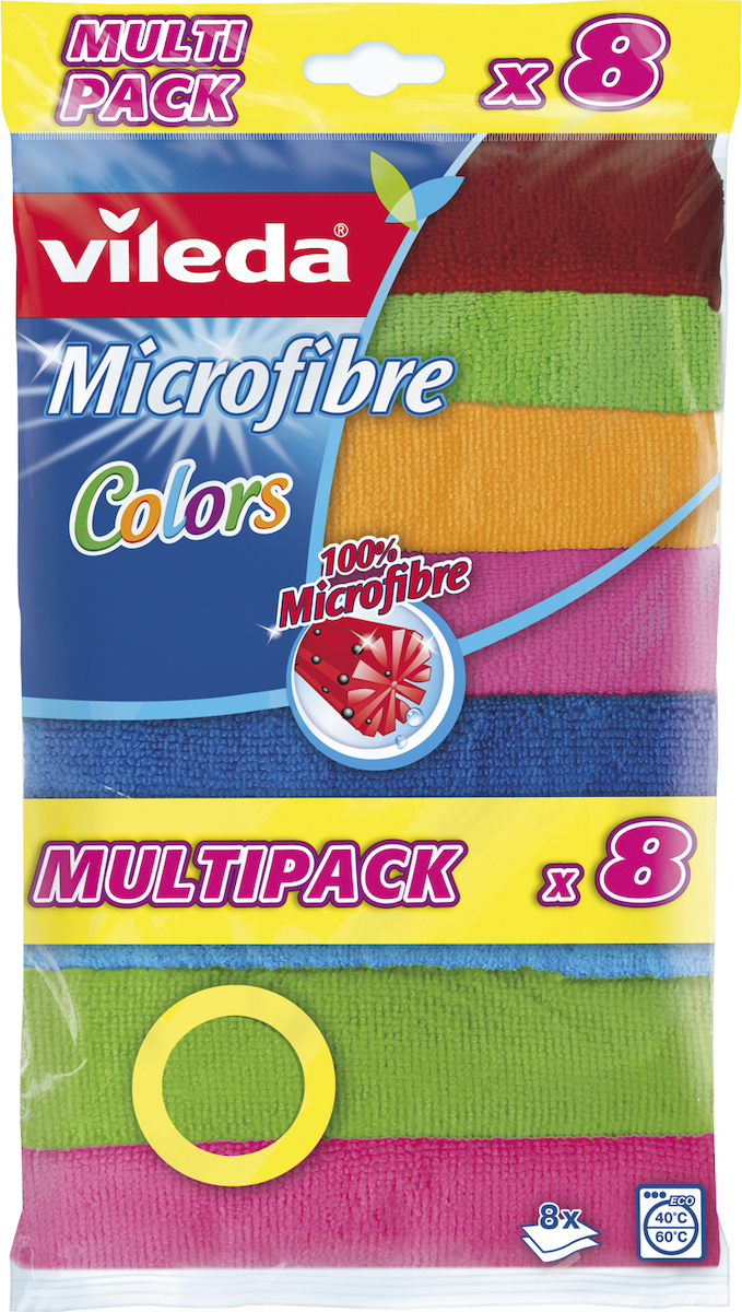 20220303094621_vileda_pani_katharismou_me_mikroines_colors_8tmch Vileda Colors Πανάκια Καθαρισμού με Μικροΐνες Γενικής Χρήσης Πολύχρωμα 30x30εκ. 8τμχ - Image 1