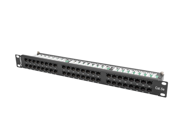 20220314095826_lanberg_patch_panel_48_port_1u_cat_5e_black Lanberg Patch Panel για Rack 1U 19" 48 Θυρών cat5e Μαύρο - Image 1
