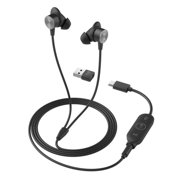 Logitech UC Zone Wired Earbuds In Ear Multimedia Ακουστικά με μικροφωνο και σύνδεση 3.5mm Jack / USB-A / USB-C σε Γκρι χρώμα