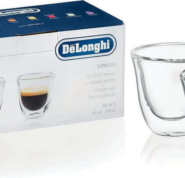 De'Longhi Σετ Φλιτζάνια Espresso Γυάλινα Διάφανα 60ml 2τμχ