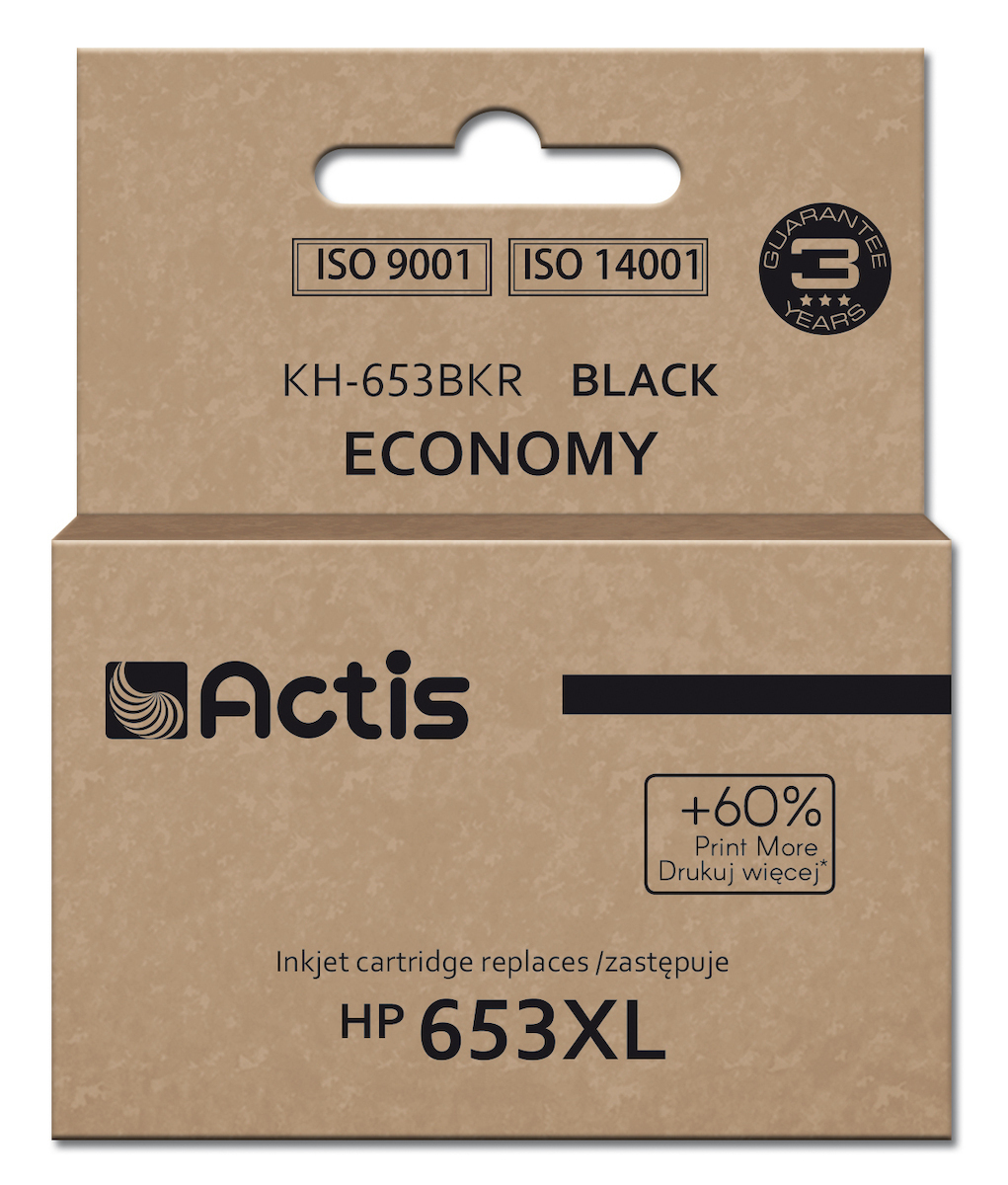 Actis Συμβατό Μελάνι Εκτυπωτή InkJet HP 653XL 3YM75AE 575 Σελίδων 20ml Μαύρο
