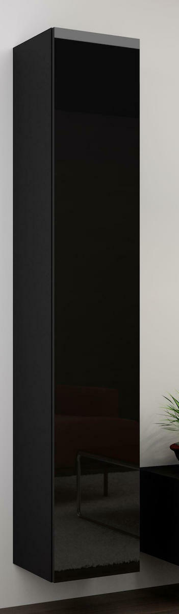 20220530160658_vitrina_saloniou_kremasti_vigo_rgacmmdre0004_black_black_gloss_40x30x180cm Vigo 180 Κρεμαστή Βιτρίνα από Μοριοσανίδα Sonoma 40x30x180cm - Image 1