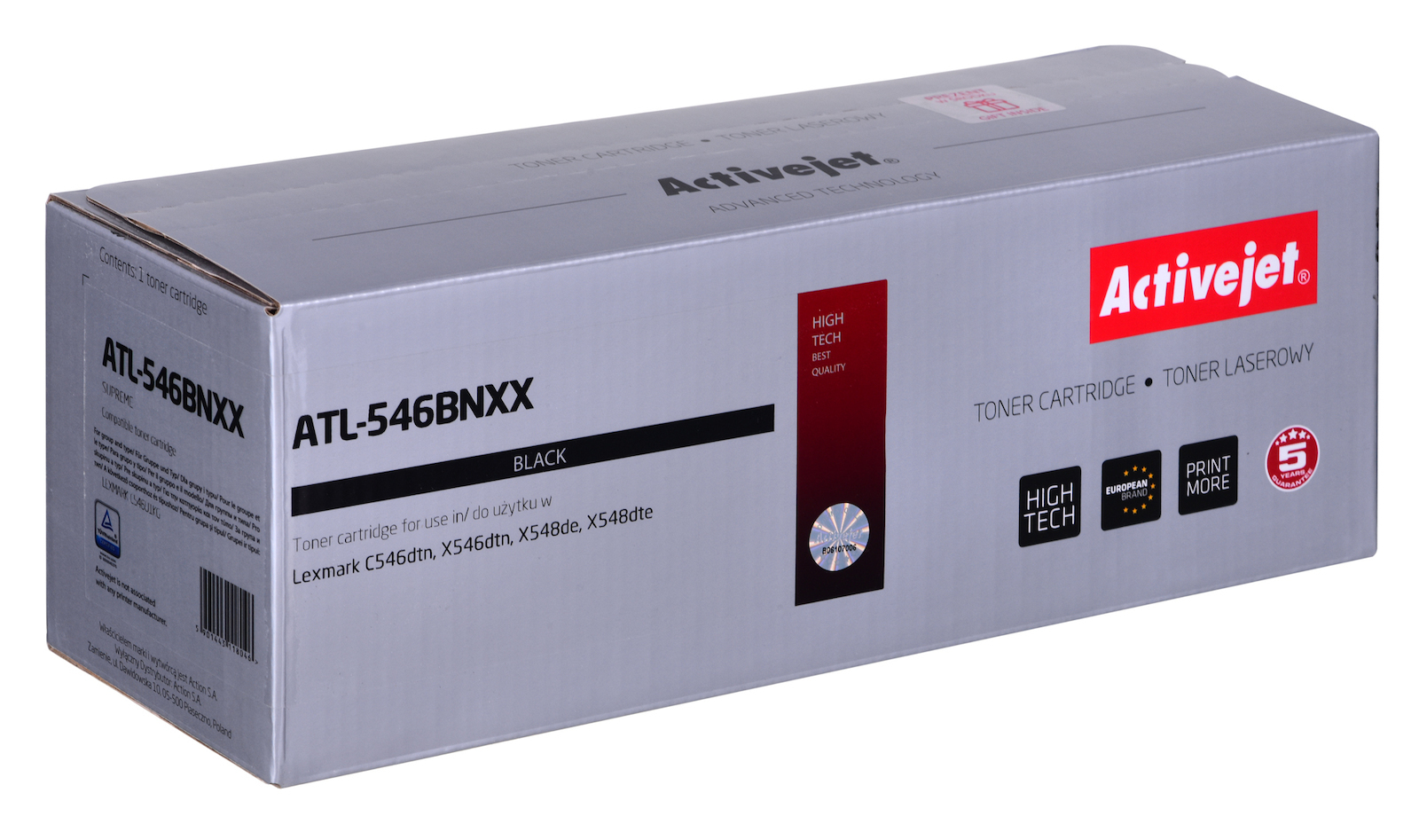 Active Jet Συμβατό Toner για Laser Εκτυπωτή Lexmark C546U1KG 8000 Σελίδων Μαύρο