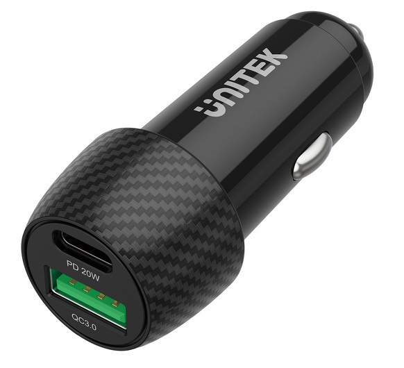 Unitek Φορτιστής Αυτοκινήτου με Θύρες 1xUSB-A 1xType-C