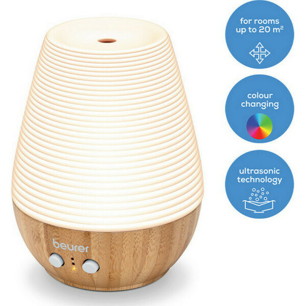 Beurer Led Συσκευή Αρωματοθεραπείας Υπερήχων LA 40 με Χρονοδιακόπτη Λευκή 12W