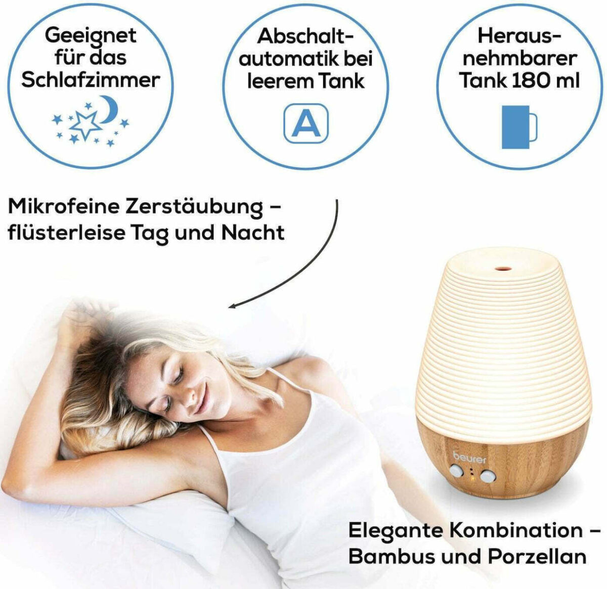 Beurer Led Συσκευή Αρωματοθεραπείας Υπερήχων LA 40 με Χρονοδιακόπτη Λευκή 12W - Image 4
