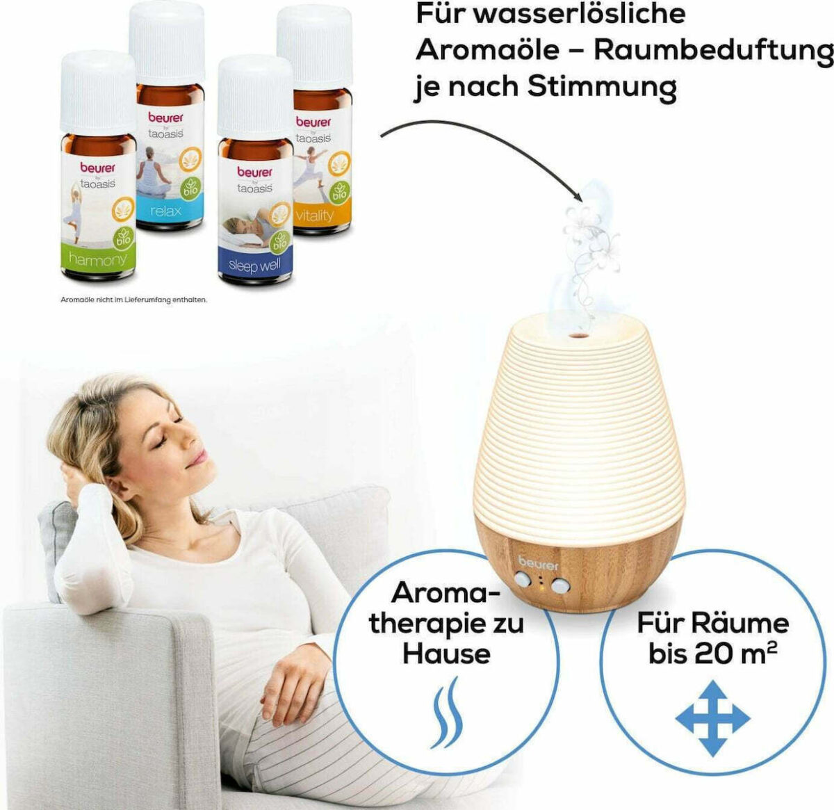 Beurer Led Συσκευή Αρωματοθεραπείας Υπερήχων LA 40 με Χρονοδιακόπτη Λευκή 12W - Image 5