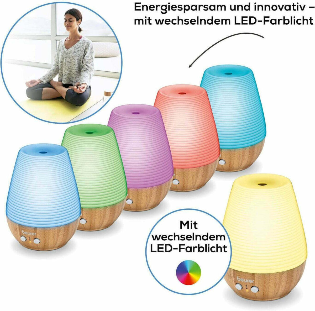 Beurer Led Συσκευή Αρωματοθεραπείας Υπερήχων LA 40 με Χρονοδιακόπτη Λευκή 12W - Image 7