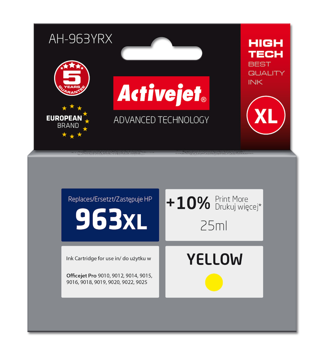 20220915142028_active_jet_symvato_melani_ektypoti_inkjet_hp_963xl_3ja29ae_1760_selidon_25ml_kitrino Active Jet Συμβατό Μελάνι Εκτυπωτή InkJet HP 963XL 3JA29AE 1760 Σελίδων 25ml Κίτρινο - Image 1