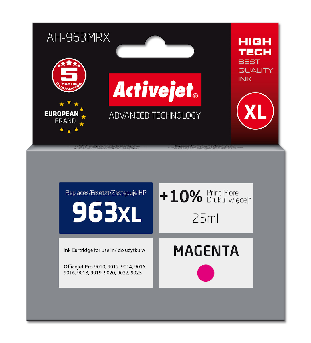Active Jet Συμβατό Μελάνι Εκτυπωτή InkJet HP 963XL 3JA28AE 1760 Σελίδων 25ml Ματζέντα