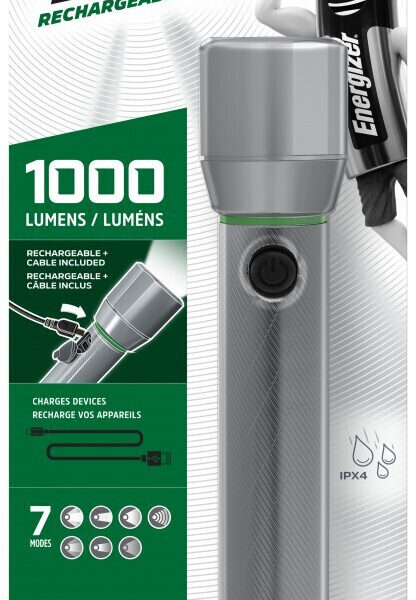 Energizer Στεγανός Επαναφορτιζόμενος Φακός LED 1000lm