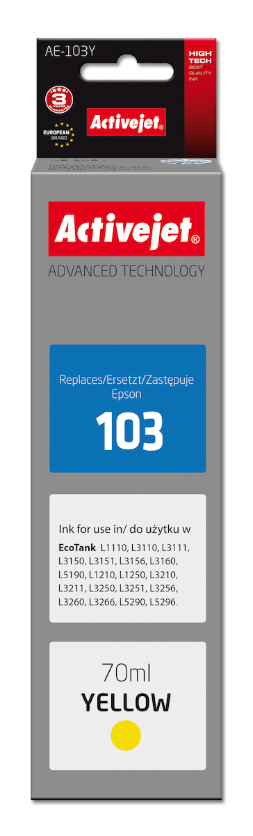 Active Jet Συμβατό Μελάνι Εκτυπωτή InkJet Epson 103 C13T00S44A 70ml Κίτρινο