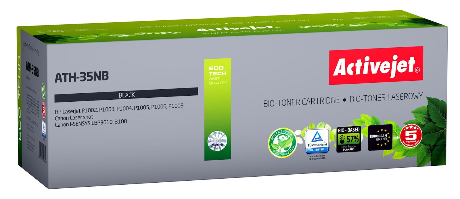 Active Jet Bio Συμβατό Toner για Laser Εκτυπωτή HP 35A CB435A 1800 Σελίδων Μαύρο