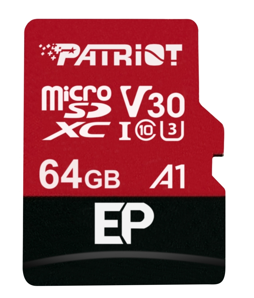 Patriot EP Series microSDXC 64GB Class 10 U3 V30 A1 UHS-I με αντάπτορα