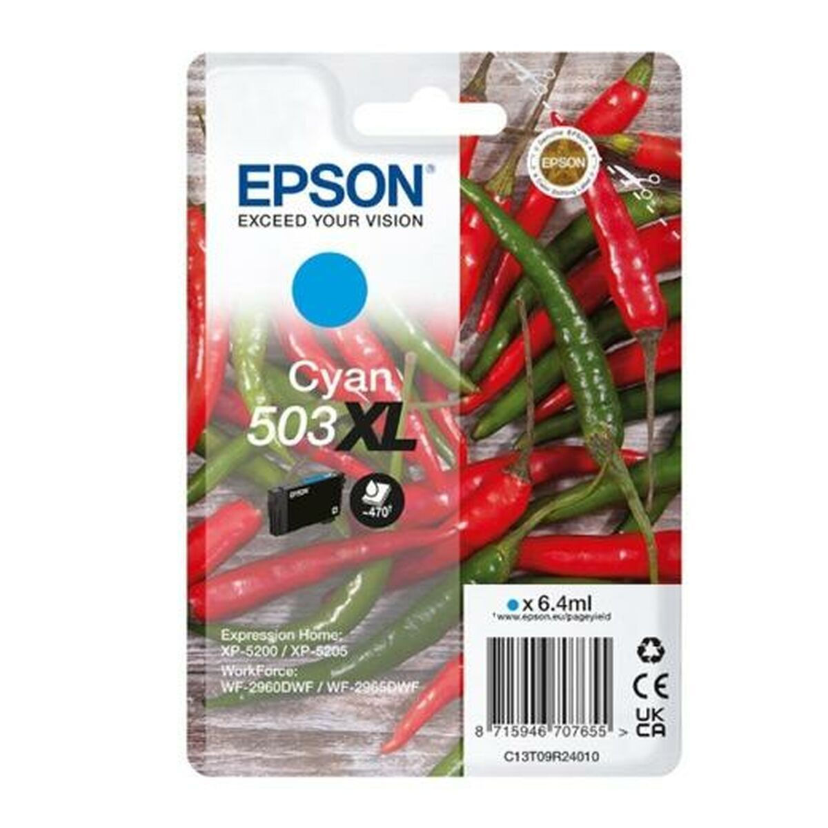Epson 503XL Γνήσιο Μελάνι Εκτυπωτή InkJet Κυανό (C13T09R24010)