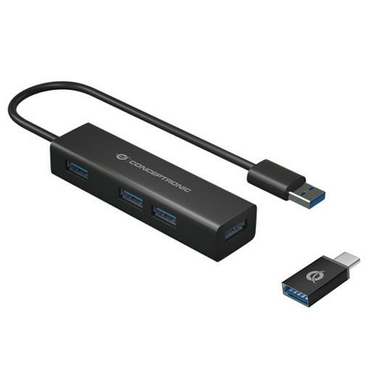 Conceptronic USB 3.0 Hub 4 Θυρών με σύνδεση USB-A / USB-C (HUBBIES06B)