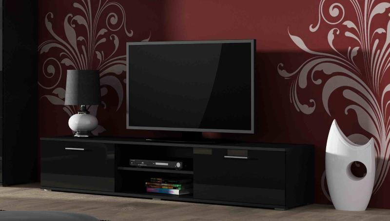 Έπιπλο Τηλεόρασης Ξύλινο Soho Glossy Black Μ180xΠ43xΥ37cm SOHORTV180CZ/CZ