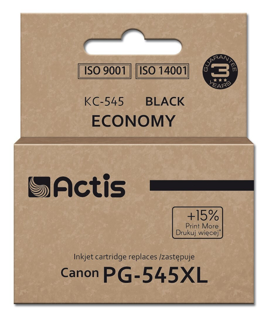 Actis Kc-545 Συμβατό Μελάνι Εκτυπωτή InkJet Canon PG-545XL 207 Σελίδων 15ml Μαύρο