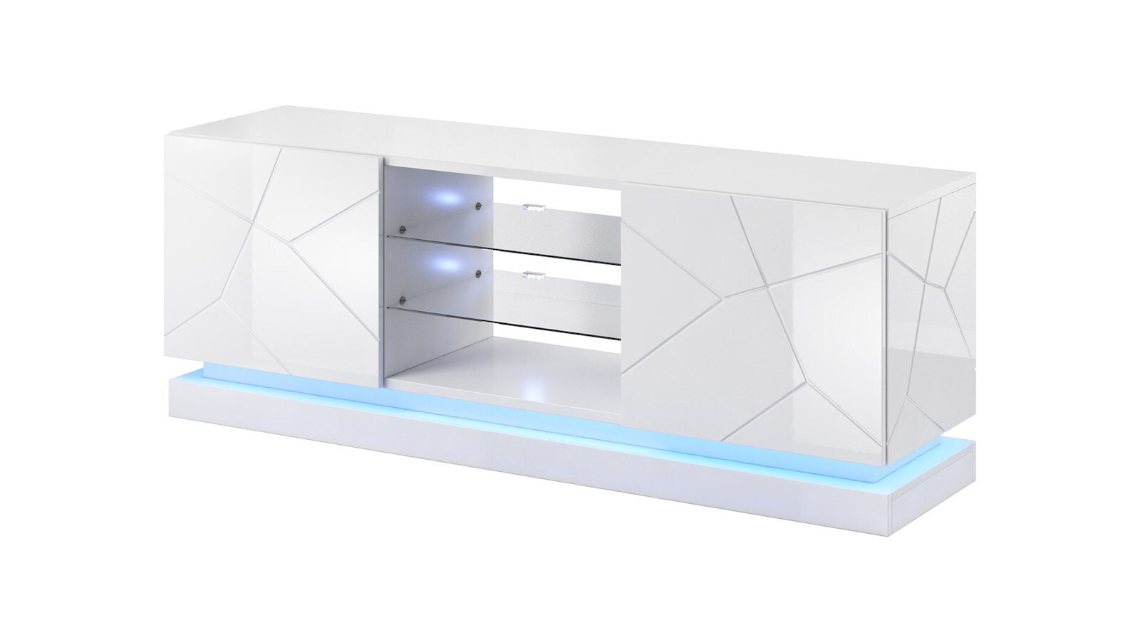 Έπιπλο Τηλεόρασης Ξύλινο Qiu 200 Λευκό Μ160xΠ42xΥ57cm